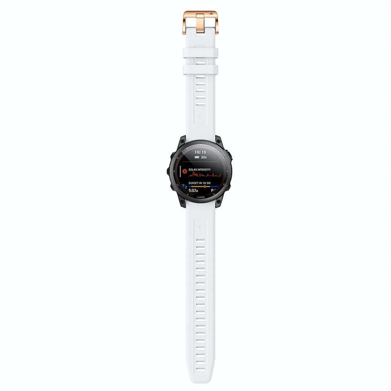 For Garmin Fenix 7S 20mm Rose Gold Buckle Silicone Watch Band(White)
