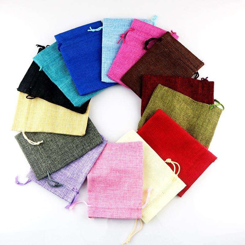 50 PCS Multi size Linen Jute Drawstring Gift Bags Sacks Wedding Birthday Party Favors Drawstring ...