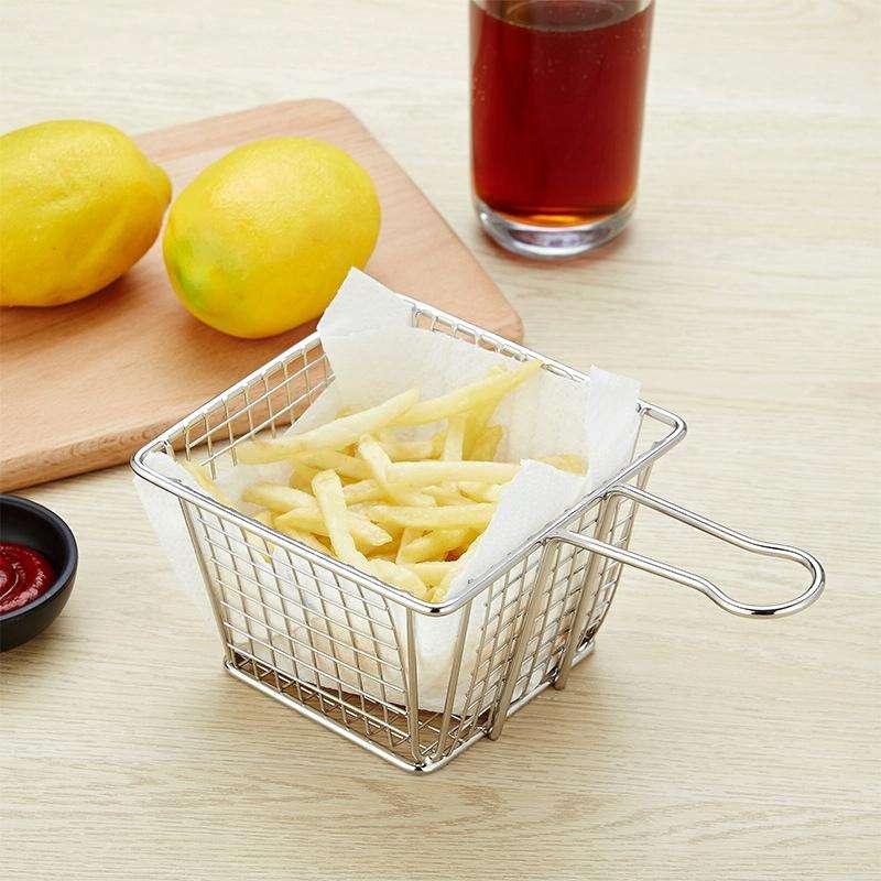 J13448L Stainless Steel Mini Fries Basket Restaurant Snack Bread Plate