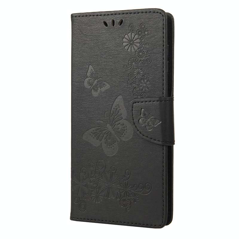 For Samsung Galaxy A04 Butterfly Embossed Horizontal Flip Leather Phone Case(Black)