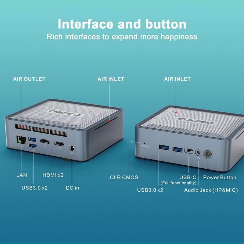 GXMO H56 Windows 11 AMD R5-5600H Mini PC NVME SSD WiFi6 Mini Desktop Computer, Specification:16GB...