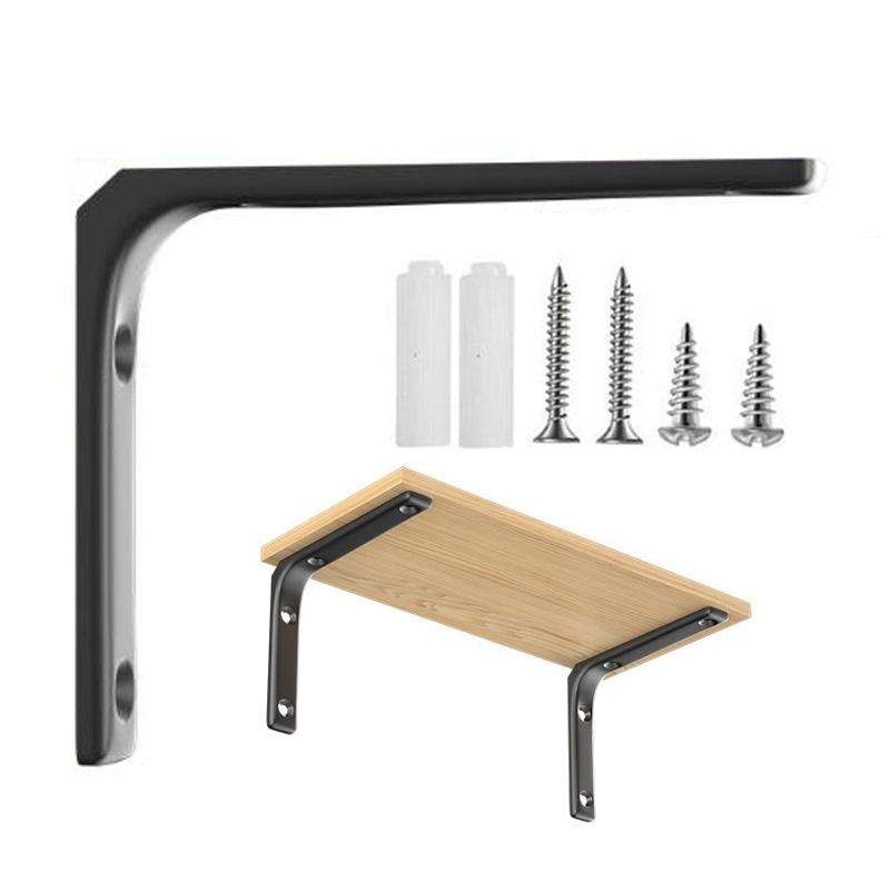 100x100mm Arc Triangle Bracket Stainless Steel I Type Support Holder With Screw(Black)