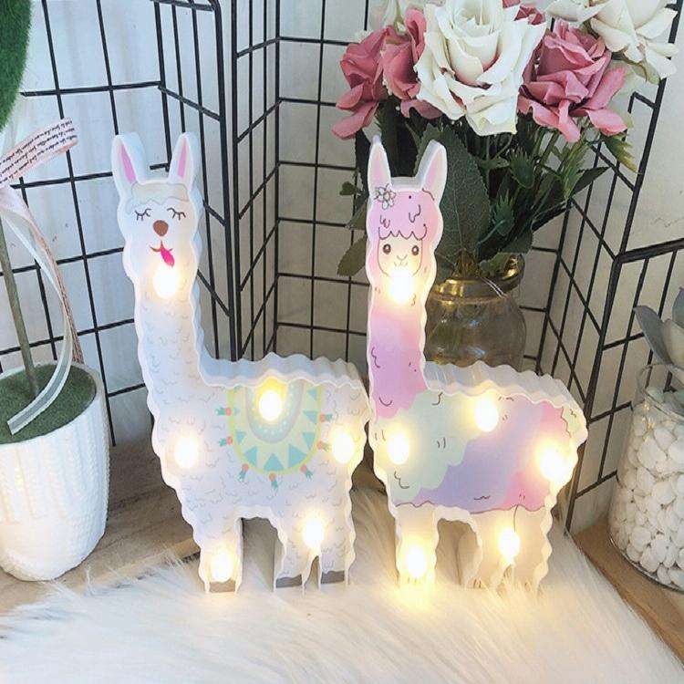 LED Painted Lantern Alpaca Night Light Holiday Decoration Room Posing Style Light(White)