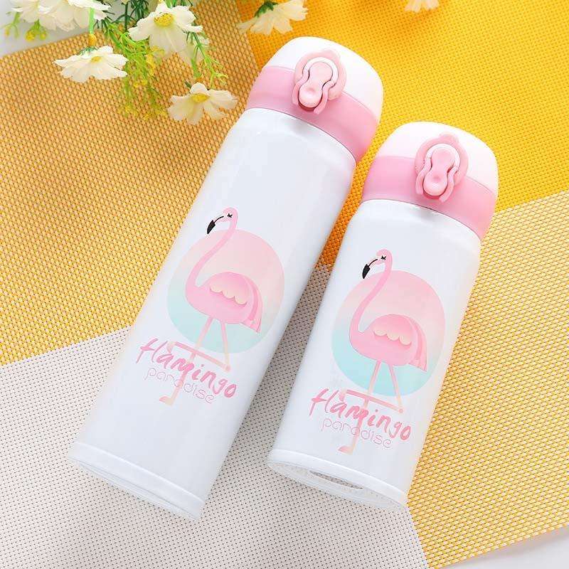 Flamingo Pattern Bouncing Vacuum Flask Mug Travel Stainless Steel Thermos Cup, Capacity:350ml(Pin...