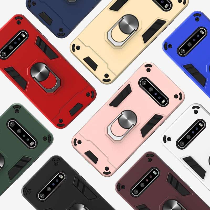 For LG V60 ThinQ 5G 2 in 1 Armour Series PC + TPU Protective Case with Ring Holder(Black)