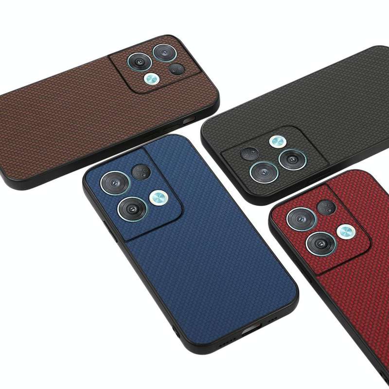 For OPPO Reno8 Carbon Fiber Texture Shockproof Protective Phone Case(Brown)