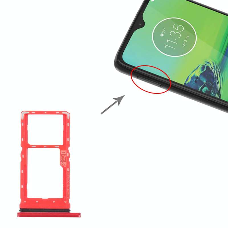 SIM Card Tray + Micro SD Card Tray for Motorola Moto G8 Play XT2015 XT2015-2 (Red)