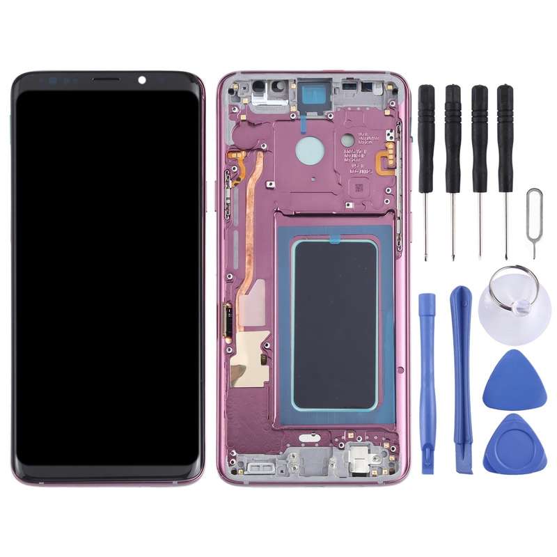 OLED LCD Screen for Samsung Galaxy S9+ SM-G965 Digitizer Full Assembly with Frame (Purple)