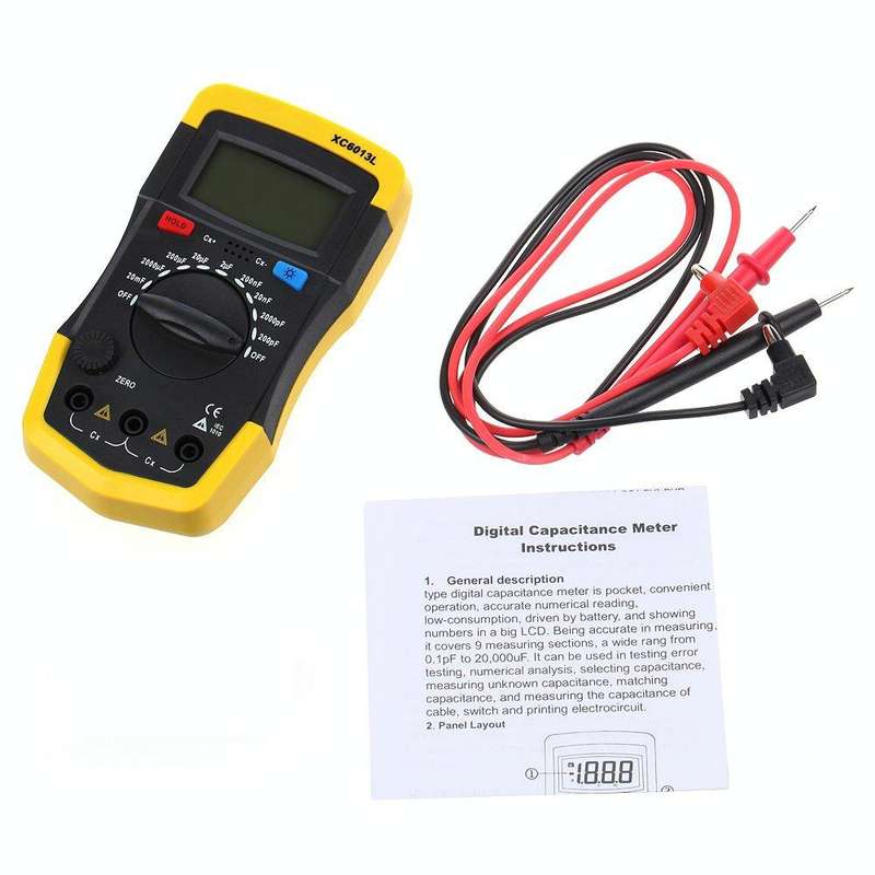 Capacitor Capacitance Meter Tester 6013 XC6013L(Yellow)