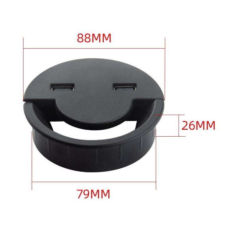 60mm Desktop Outlet USB Cable Wire Hole Cover Round Winder Holder