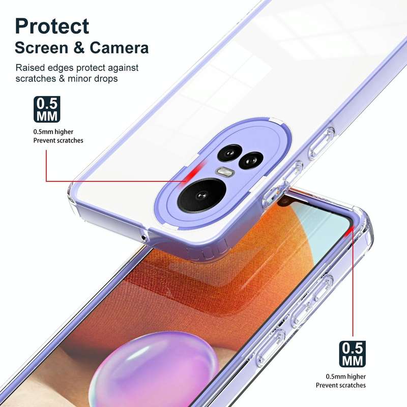 For OPPO Reno10 5G/Reno10 Pro 5G 3 in 1 Clear TPU Color PC Frame Phone Case(Purple)