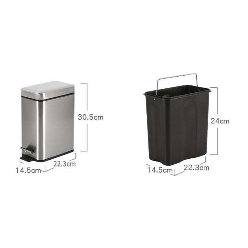 Household Stainless Steel Foot Pedal Small Rectangular Trash Can(Pink)
