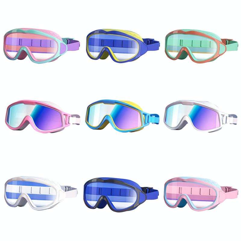 Anti-fog Children Swimming Goggles Comfortable Large Frame Diving Glasses, Color: Pink Blue