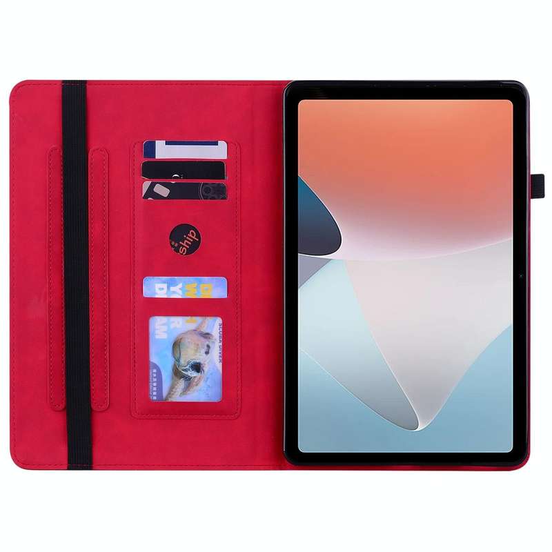 For OPPO Pad Air Skin Feel Solid Color Zipper Leather Tablet Case(Red)