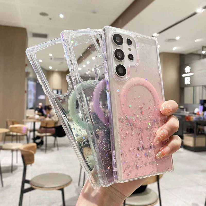 For Samsung Galaxy S23 FE 5G MagSafe Glitter Hybrid Clear TPU Phone Case(Green)