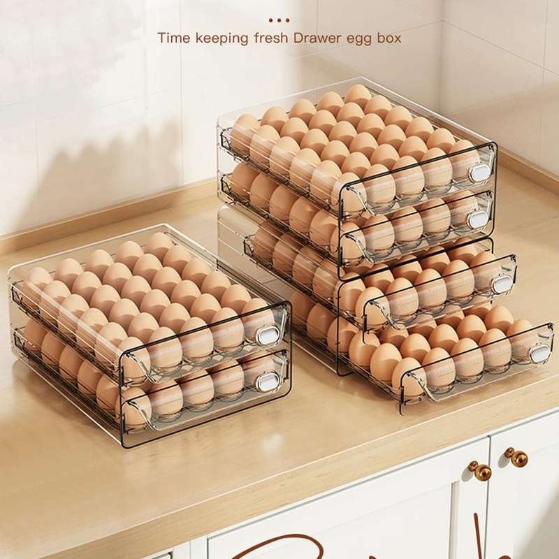 Large Double Layer 40 Grid Egg Storage Box PET Transparent Multi-Specification Egg Box