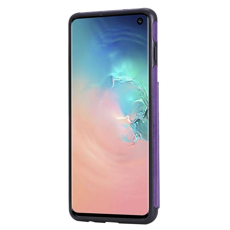 For Galaxy S10 Solid Color Double Buckle Zipper Shockproof Protective Case(Purple)