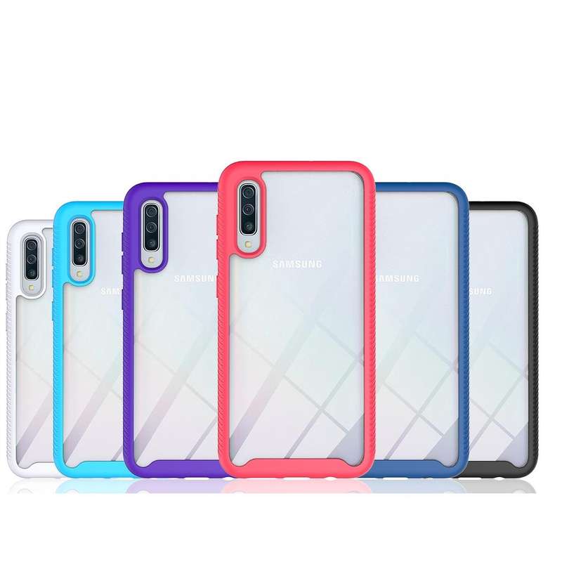 For Samsung Galaxy A50 Starry Sky Solid Color Series Shockproof PC + TPU Protective Case(Black)