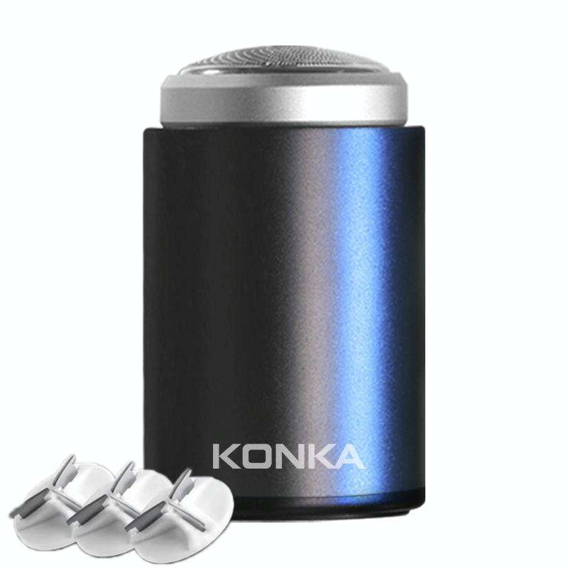 KONKA Mini Portable Razor Outdoor Waterproof Men Razor, Color: Black+3 Knife Head