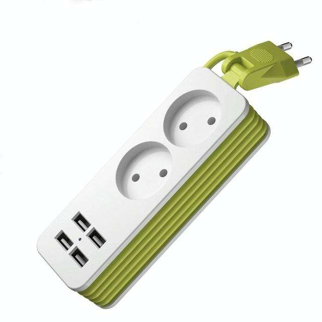 Power Strip 1/2 EU Plug 4 USB Port 1200W 250V 1.5m Cable Wall Portable Multiple Socket EU Plug Ou...