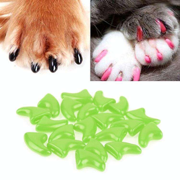 20 PCS Silicone Soft Cat Nail Caps / Cat Paw Claw / Pet Nail Protector/Cat Nail Cover, Size:L(Green)