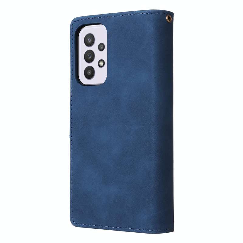 For Samsung Galaxy A33 5G Multifunctional Frosted Zipper Wallet Leather Phone Case(Blue)