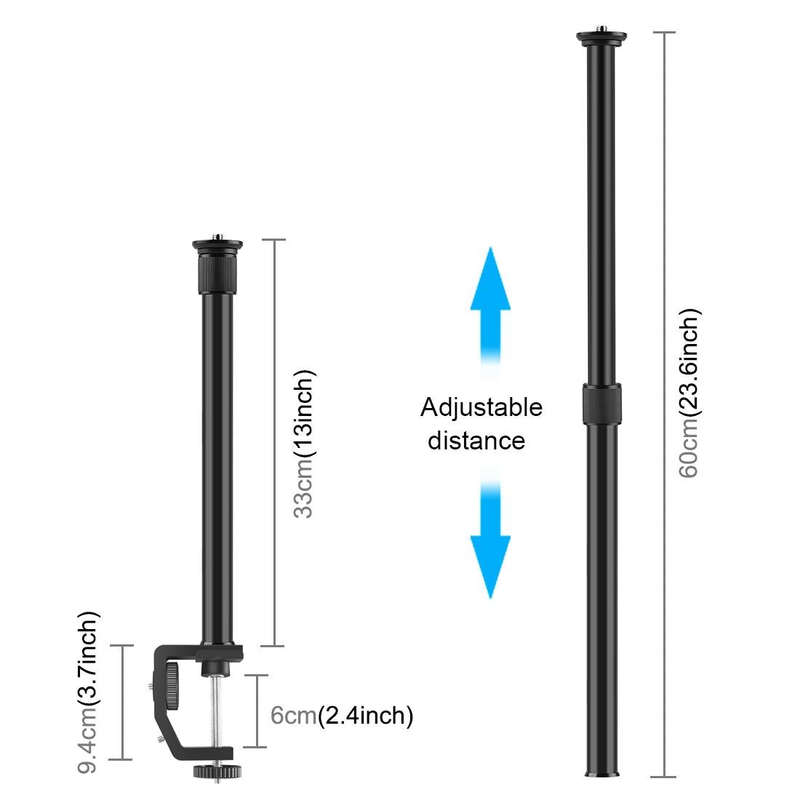 PULUZ C Clamp Mount Light Stand Extension Central Shaft Rod Monopod Holder Kits, Rod Length: 33-6...