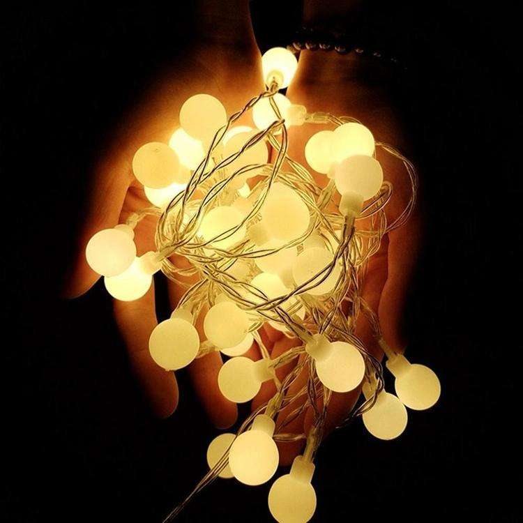 LED Waterproof Ball Light String Festival Indoor and Outdoor Decoration, Color:Warm White 50 LEDs...