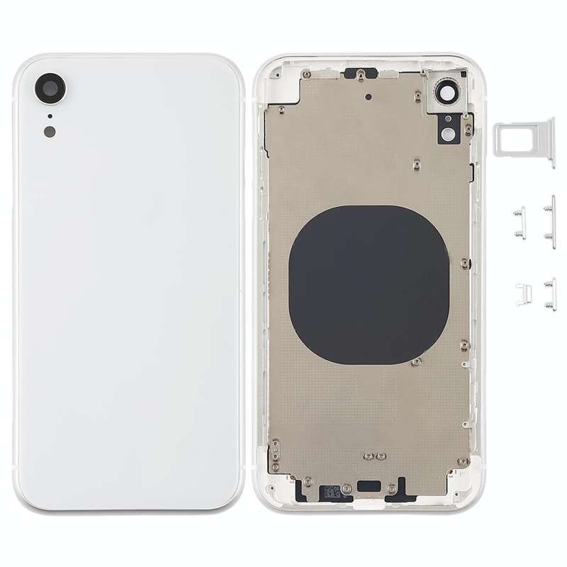 Back Housing Cover with Camera Lens & SIM Card Tray & Side Keys for iPhone XR(White)