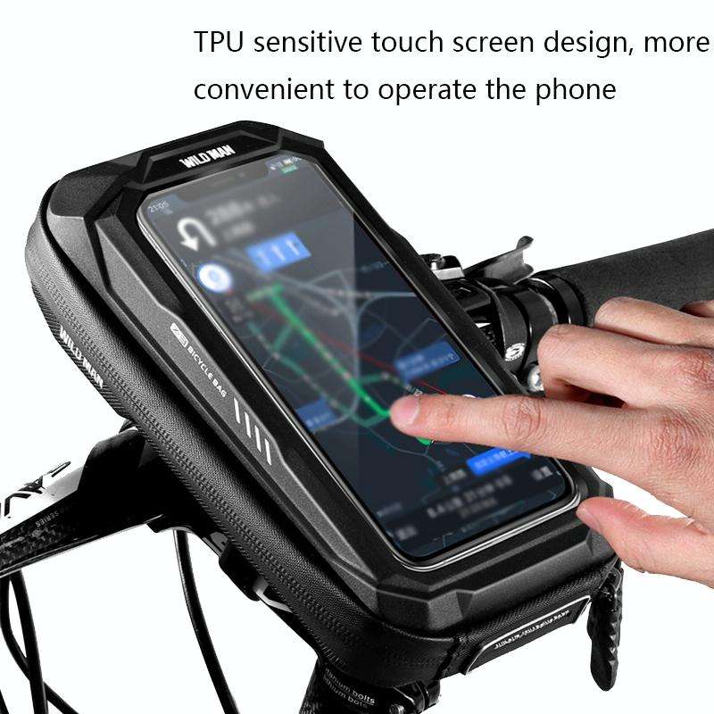 WILD MAN X3 0.5L EVA Hard Shell Bicycle Touch Screen Phone Bag(Black)
