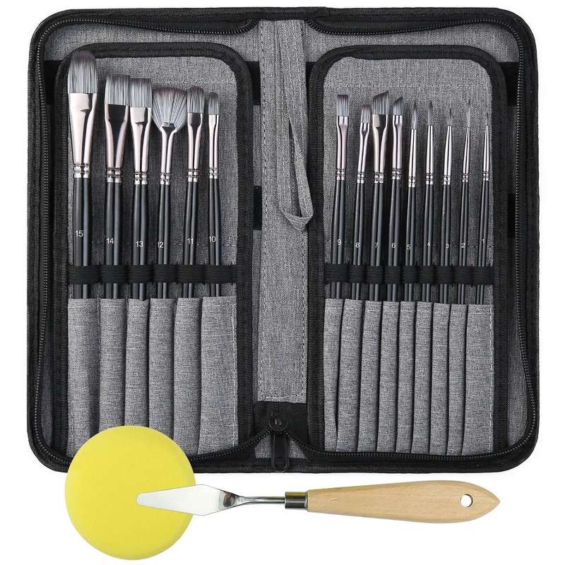 17 in 1 Acrylic Paint Brush Multi-Purpose Nylon Wool Watercolor Paint Brush Art Painting Material...