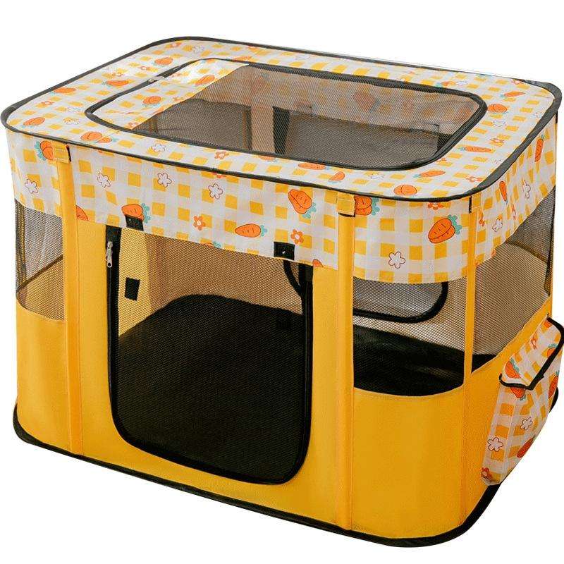 Rectangular Foldable Pet Fence Dog and Cat Litter Pet Delivery Room M(Yellow Carrot)