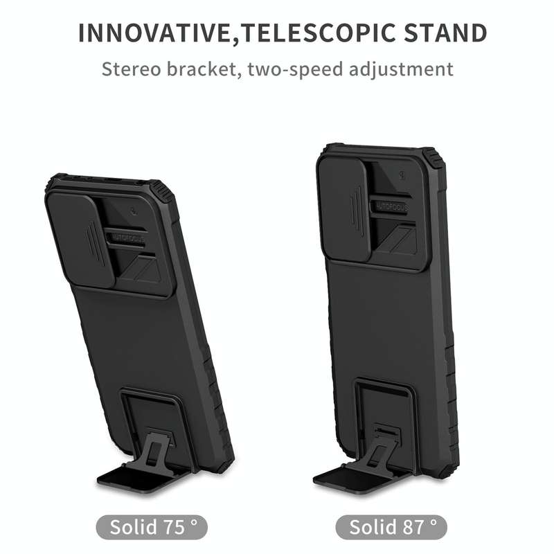 For Xiaomi Redmi Note 10 Pro 4G Stereoscopic Holder Sliding Camshield Phone Case(Black)