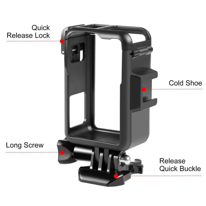 For DJI Osmo Action 4 / 3 PULUZ Vertical Plastic Protective Frame Cage with Cold Shoes (Black)
