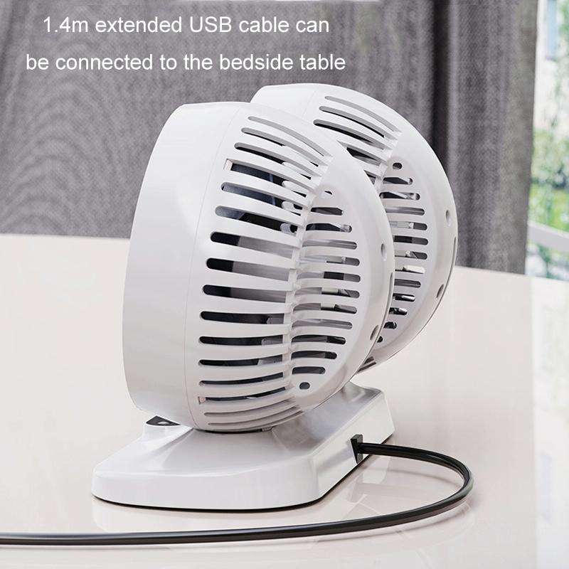 12v/24v Car Fan USB Interface Powerful Double Head Electric Fan(Olive Black)