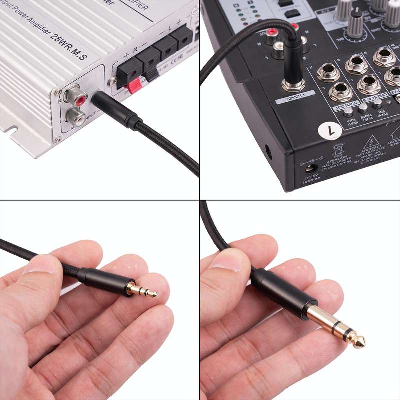 3662BK 3.5mm Male to 6.35mm Male Stereo Audio Cable, Length:2m