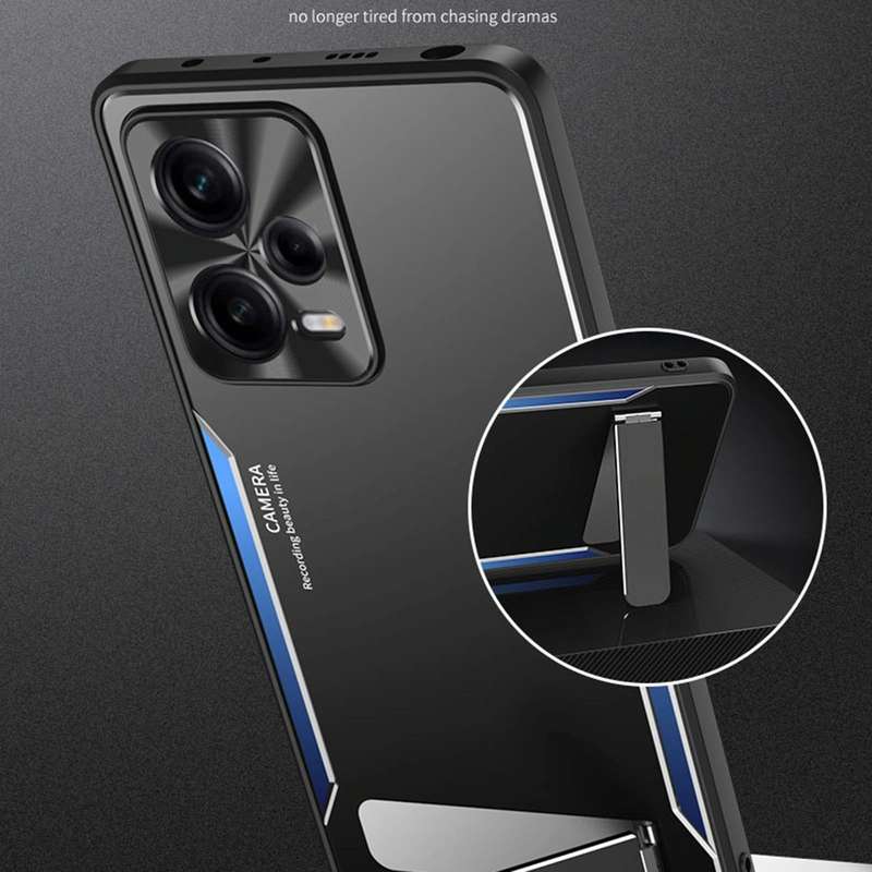 For Xiaomi Redmi Note 12 Pro+ China Blade Series TPU + Titanium Alloy Phone Case with Holder(Blac...