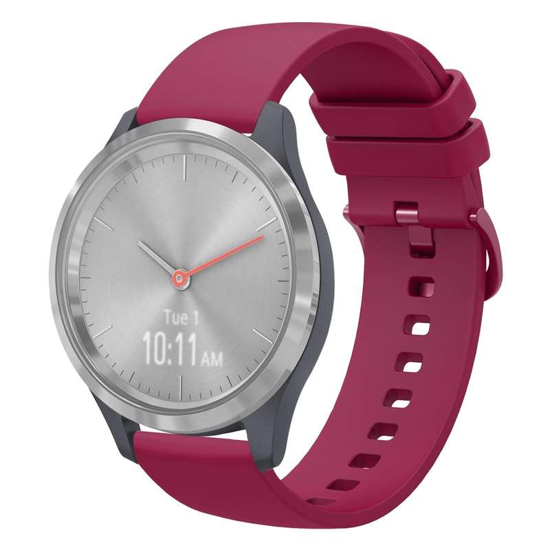 For Garmin Vivomove 3S 18mm Solid Color Soft Silicone Watch Band(Burgundy)