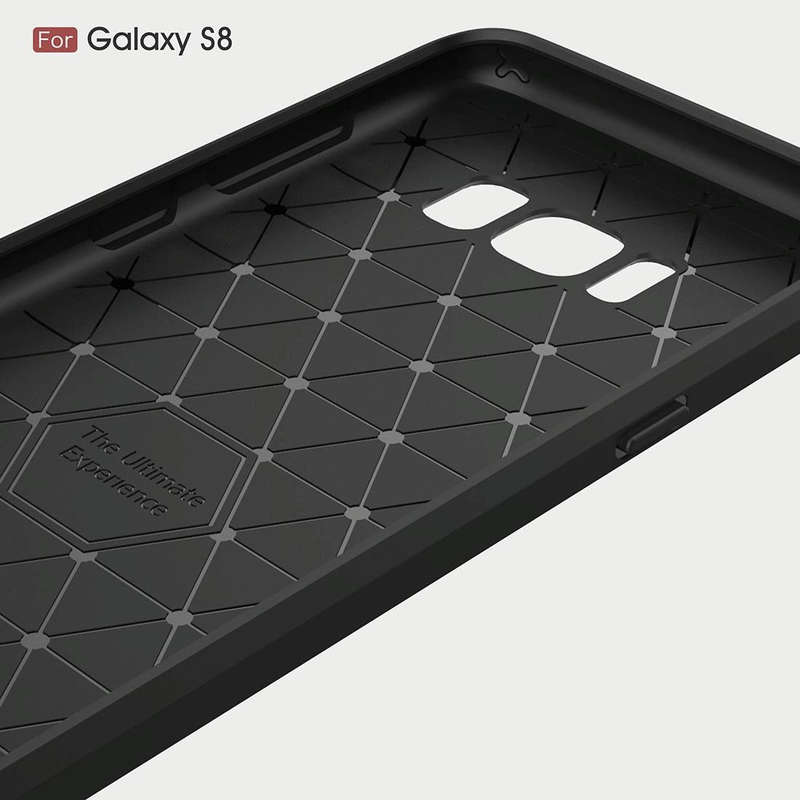 For Galaxy S8 Brushed Carbon Fiber Texture Shockproof TPU Protective Cover Case (Black)