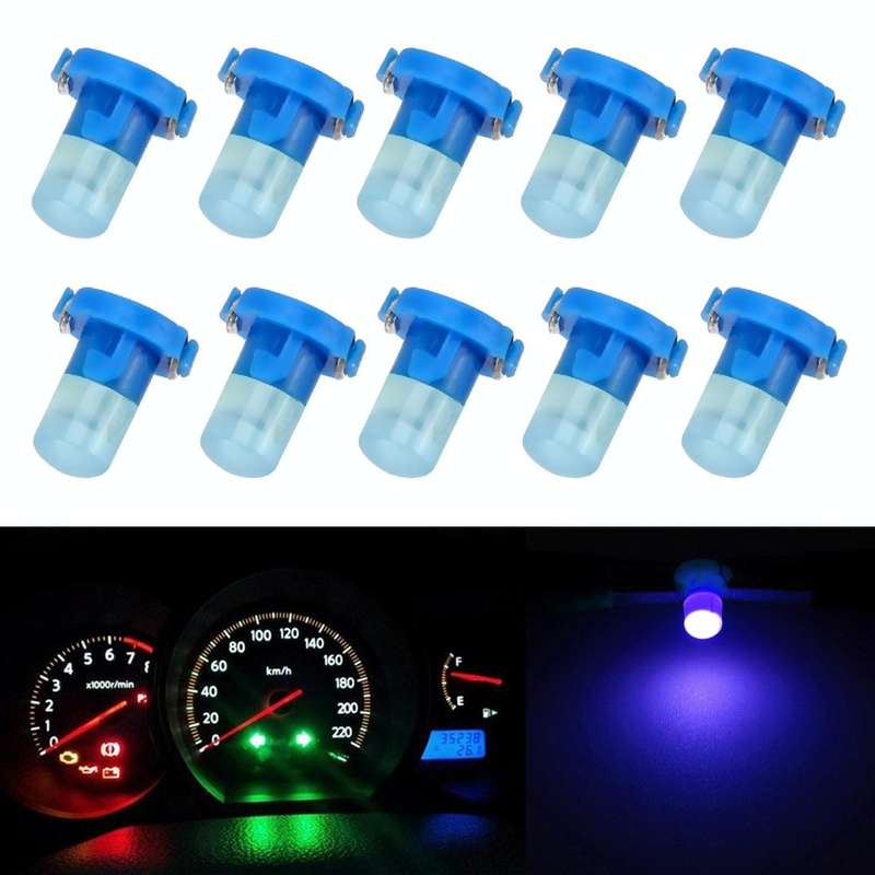 10 PCS 2W T3 Wedge Instrument Panel LED Light Dashboard Gauge Cluster Indicator Lamp Bulb(Blue Li...