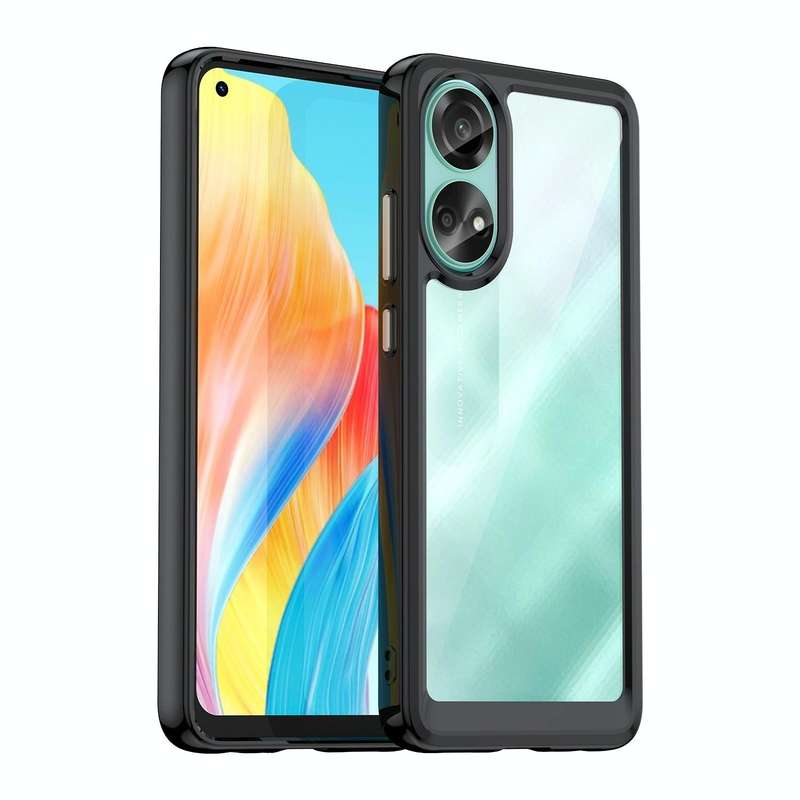 For OPPO A58 4G Colorful Series Acrylic Hybrid TPU Phone Case(Black)