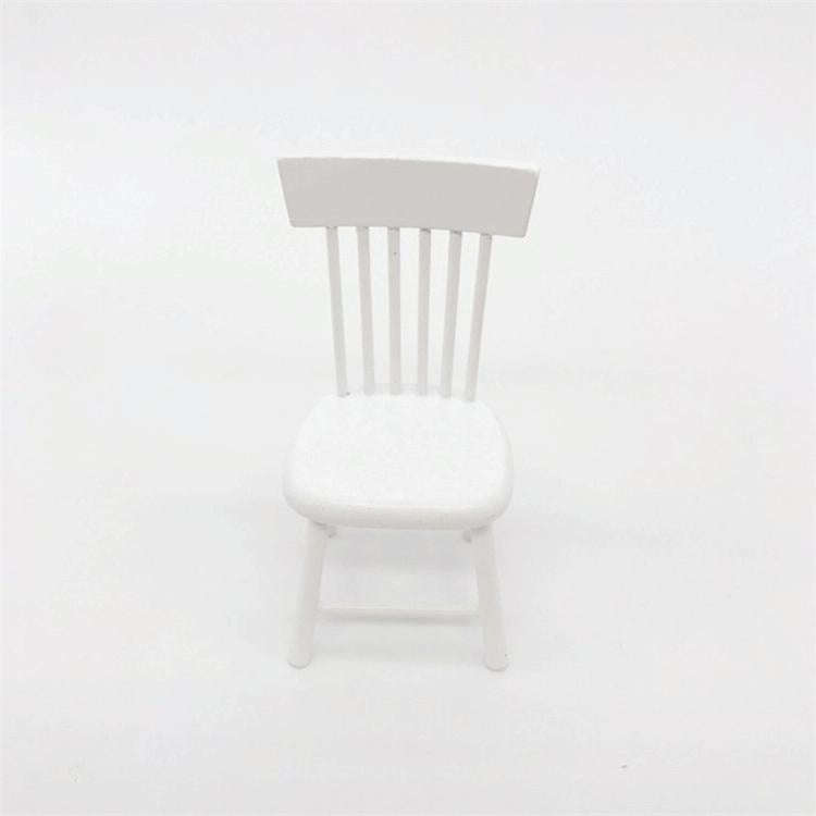 3 PCS Doll House Miniature Dining Room Furniture Wooden Chair Children Educational Toys(White)