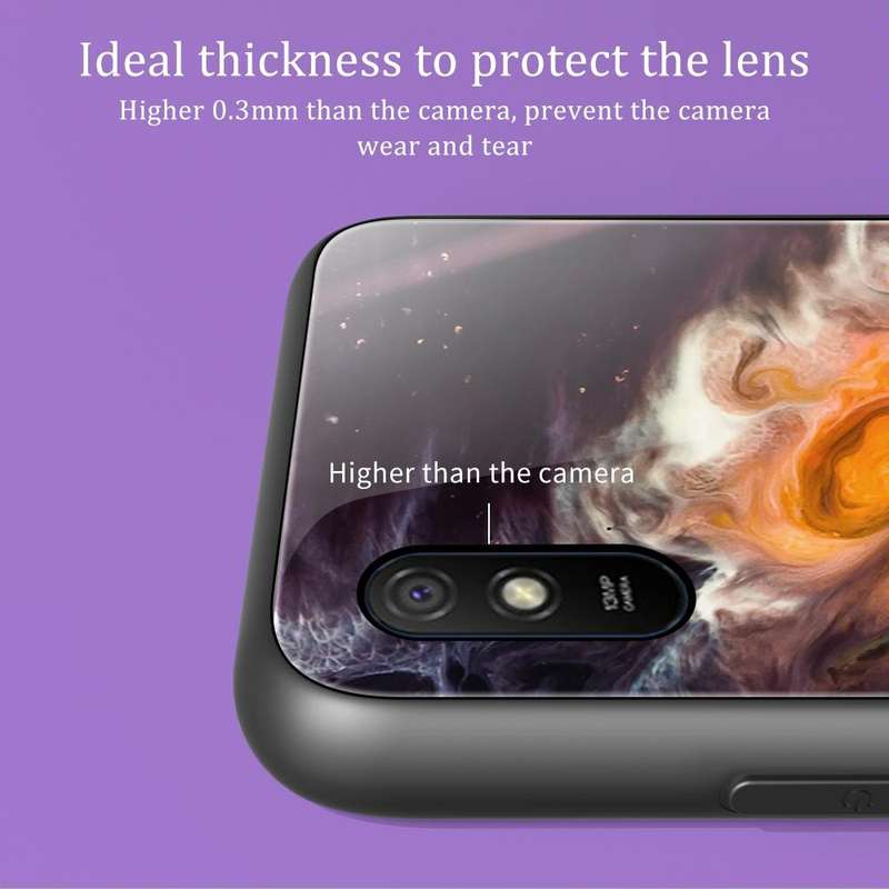 For Xiaomi Redmi 9A Marble Pattern Glass Protective Case(DL05)