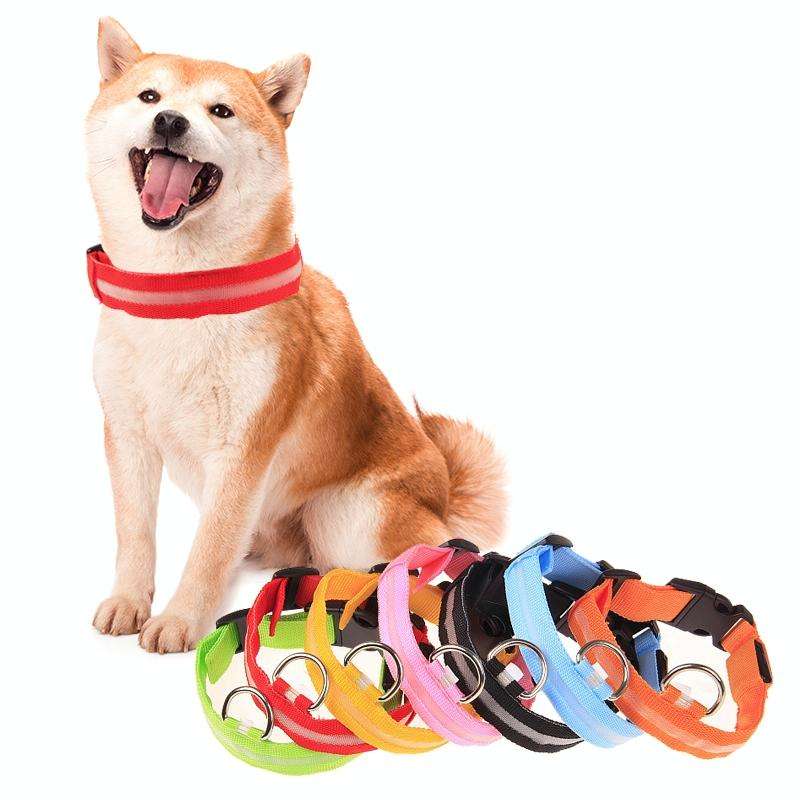Adjustable 3-Mode LED Flashing Dog Collar, Size: M (Random Color Delivery)