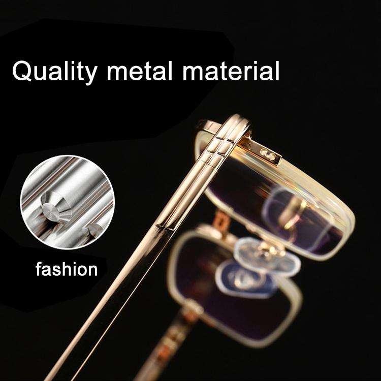 Folding Anti Blue-ray Presbyopic Reading Glasses with Case & Cleaning Cloth, +1.00D(Gold)
