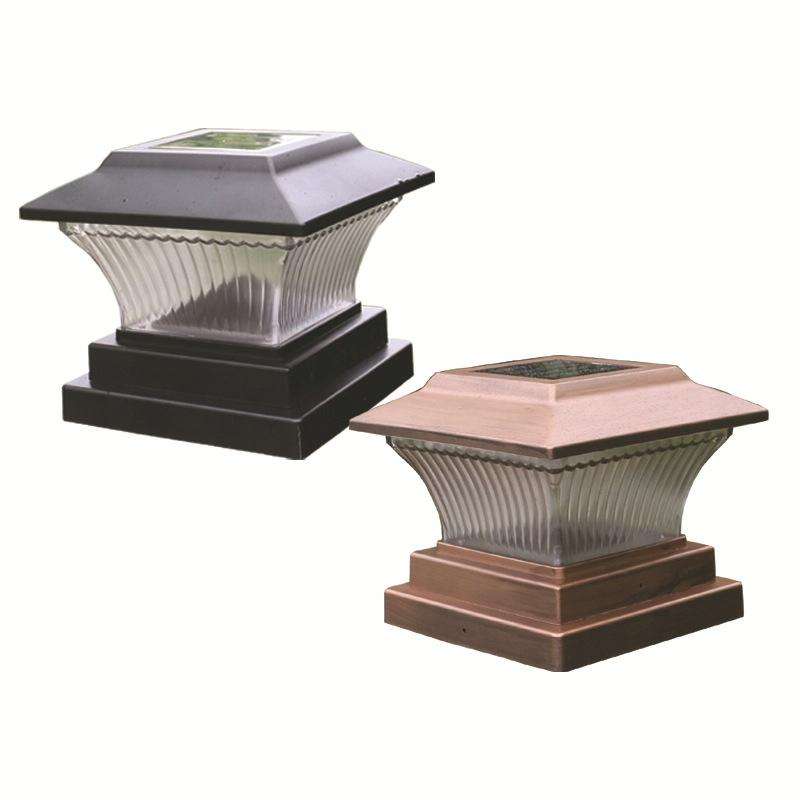 Outdoor Solar Column Lamp IP44 Waterproof Garden Fence Light Solar Street Lamp(Black Shell+Warm L...