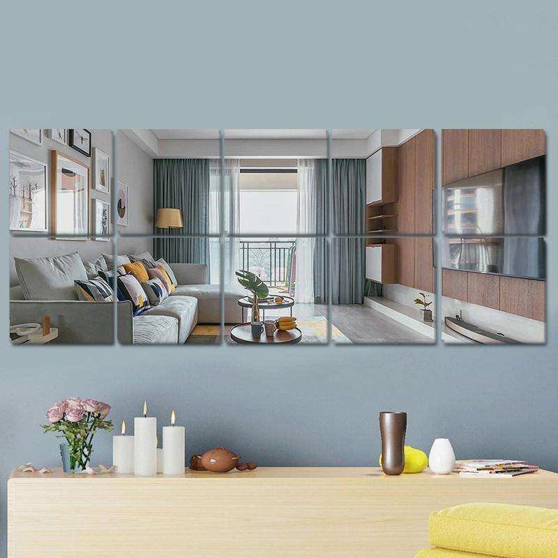 10cm x 10cm Acrylic Mirror Square Stereo Wall Stickers Self-Adhesive Decorative Soft Mirror Right...