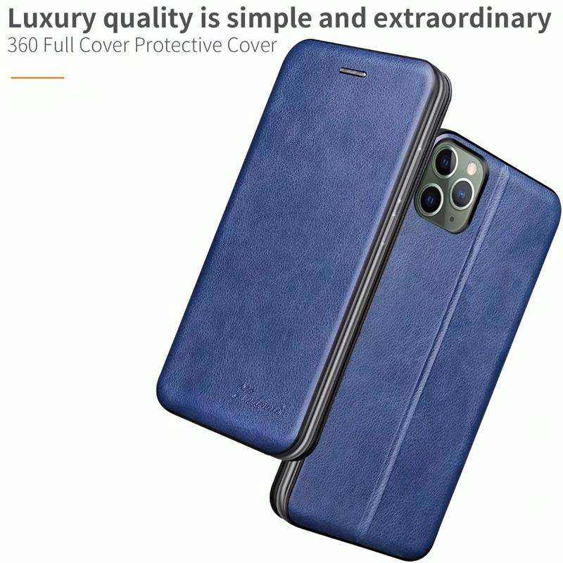 For iPhone 11 Integrated Electricity Pressing Retro Texture Magnetic TPU+PU Leather Case with Car...