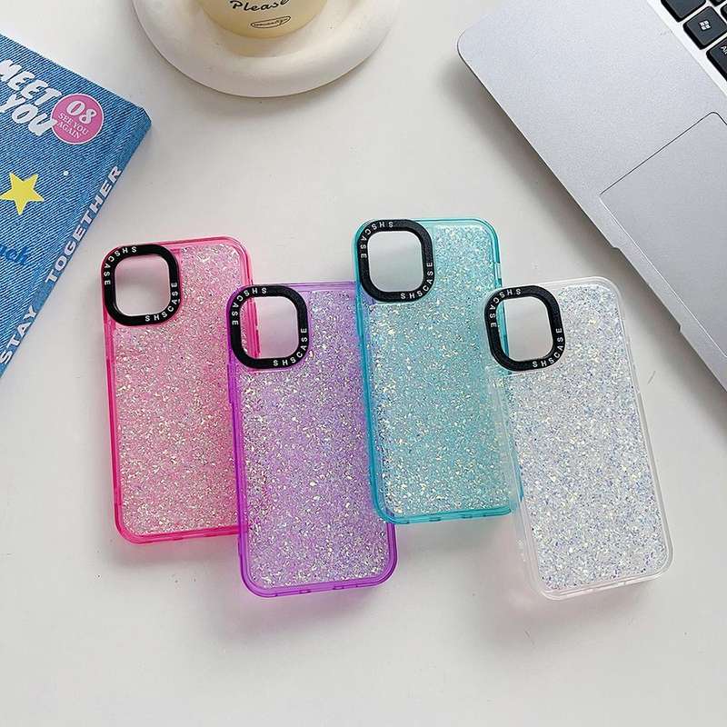 For iPhone 15 Glitter Epoxy Shockproof Phone Case(Pink)