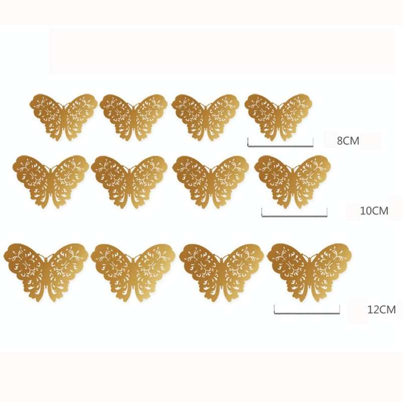 3D Wallpaper Home Decoration Hollow Butterfly Fridge Wall Stickers(Hollow Butterfly A type Silver)